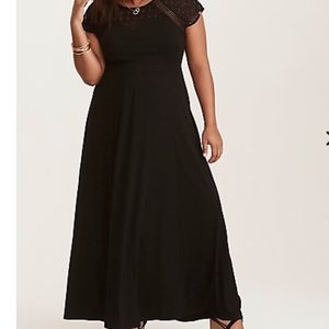 Black Crochet Lace Inset Maxi Dress